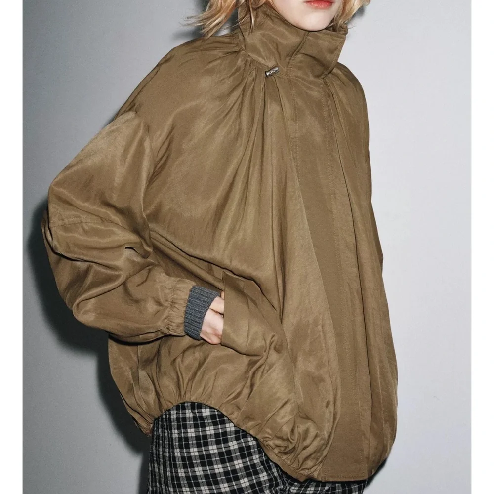 NWT ZARA ZW Collection Fluid Bomber Jacket size S - Picture 2 of 6